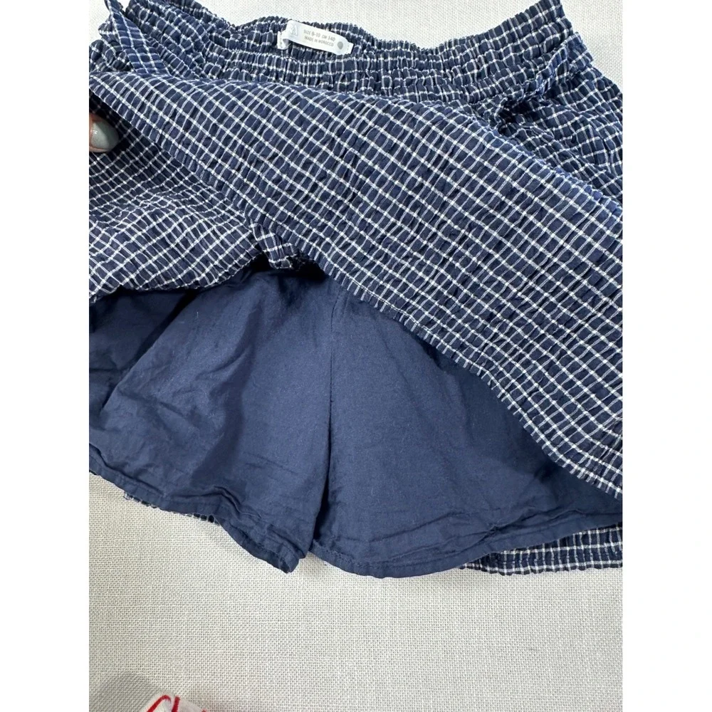 Zara‎ Kids Girls Skort Bundle Navy Grid Seersucker Red Stripe Size 9-10